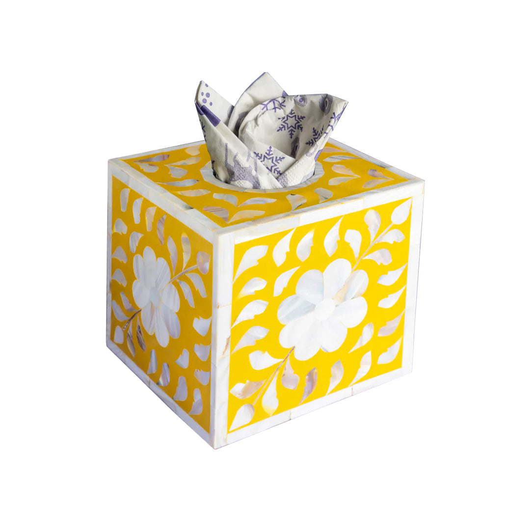 Bone Inlay selling Floral Tissue Box Holder - Grey