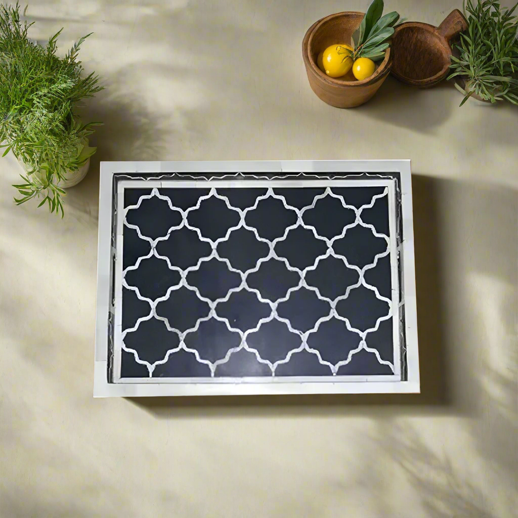 Customized Handmade Bone Inlay Serving Tray