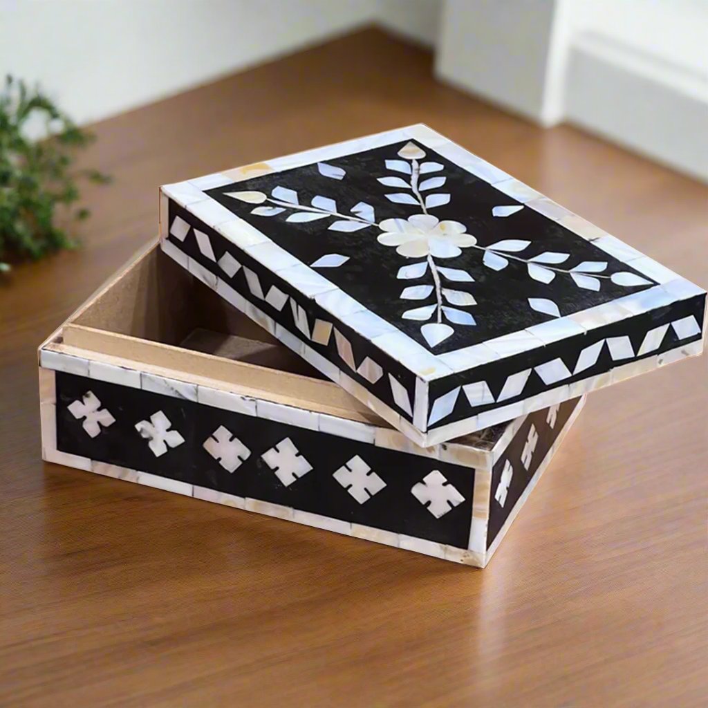 Customized Handmade Mother Of Pearl Inlay Floral  Pattern Jewelry Box