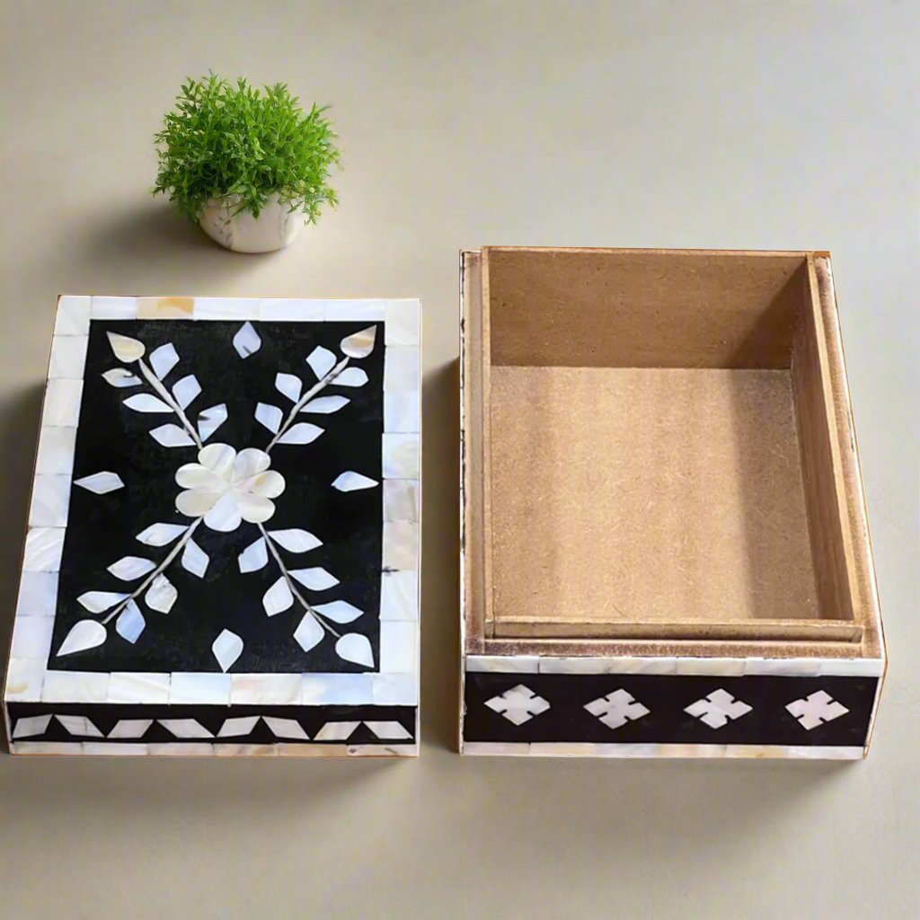 Customized Handmade Mother Of Pearl Inlay Floral  Pattern Jewelry Box