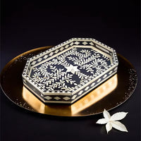 Handmade Customized Bone Inlay Rectangular Serving Tray