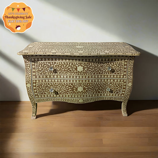 Bone Inlay Chest of 2 Drawers