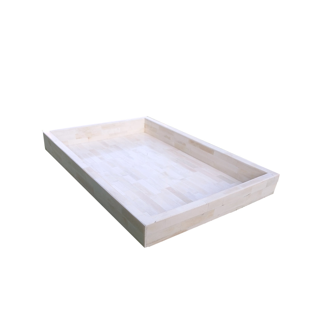 Handmade Bone Inlay Full Fitting Rectangle Tray (White)