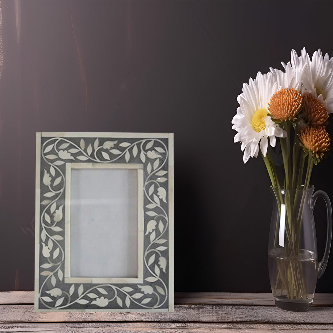 Handmade bone inlay photo frame