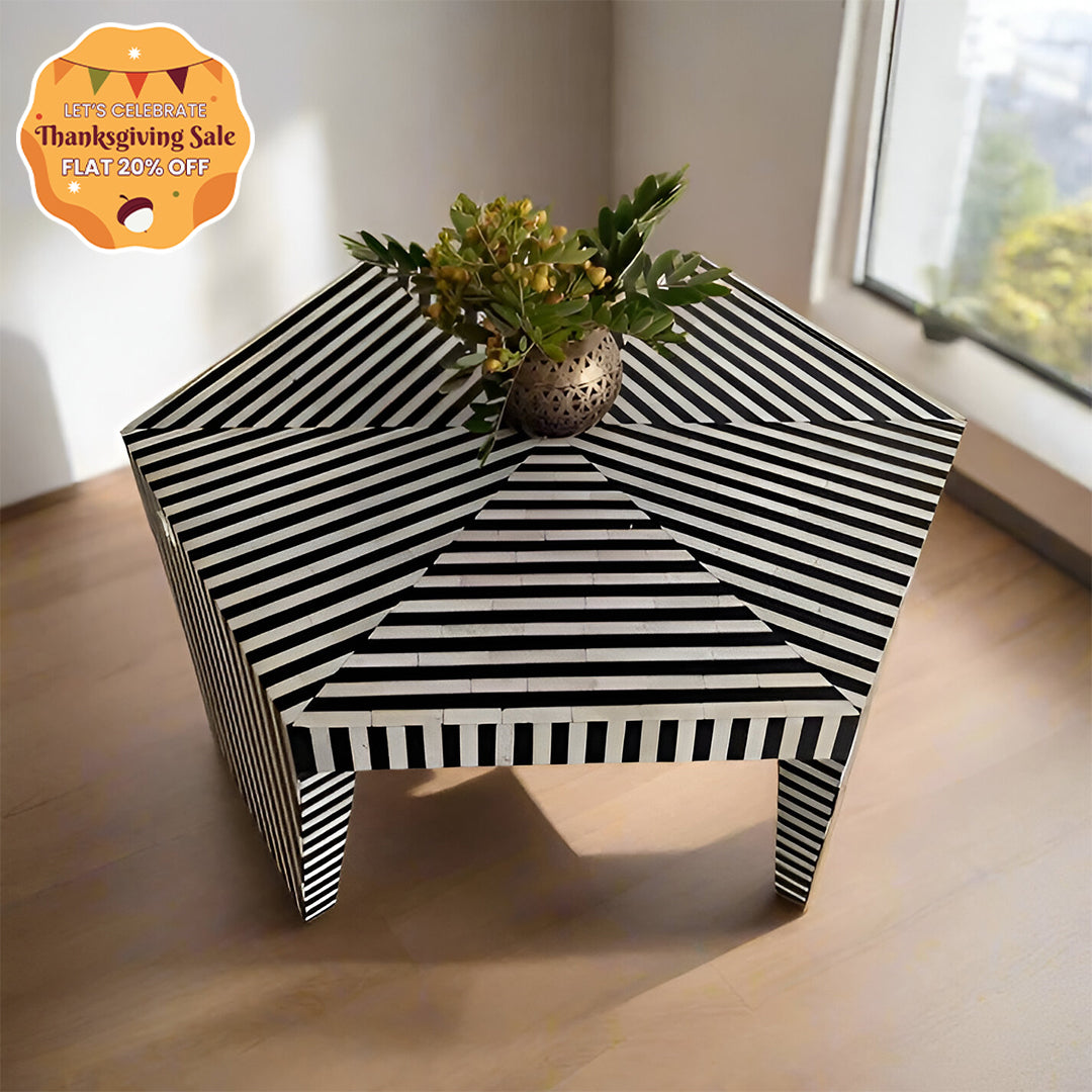 Handmade Customized Bone Inlay Zebra Pattern Coffee Table