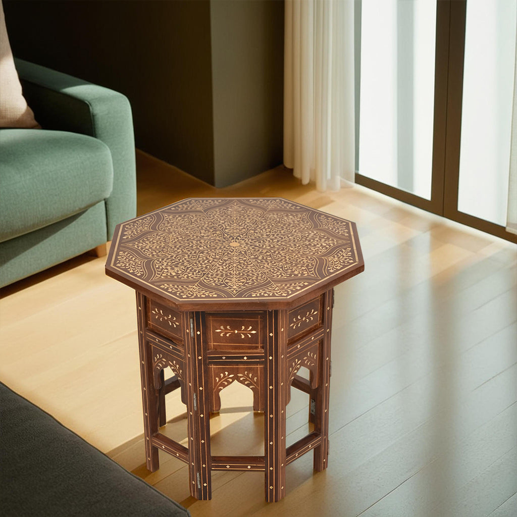 handmade Teak Wood Bone Pattern Stool