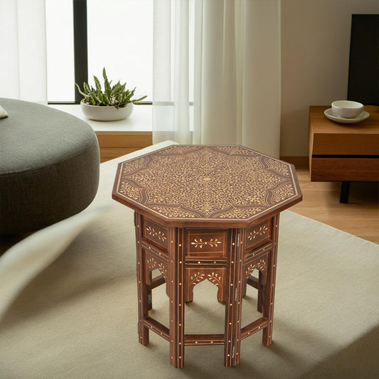 handmade Teak Wood Bone Pattern Stool