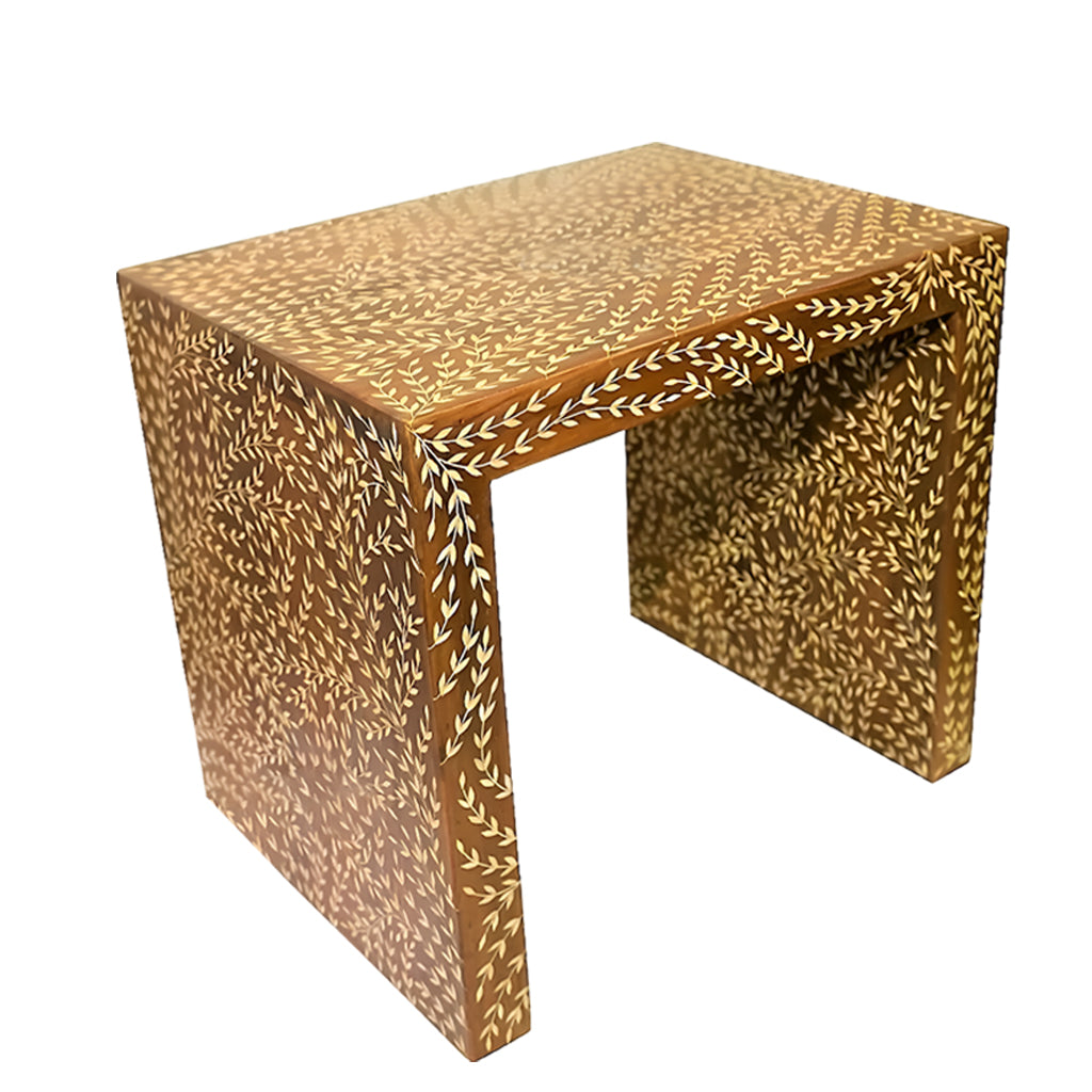 Handmade Teak Wood Bone Pattern Stool