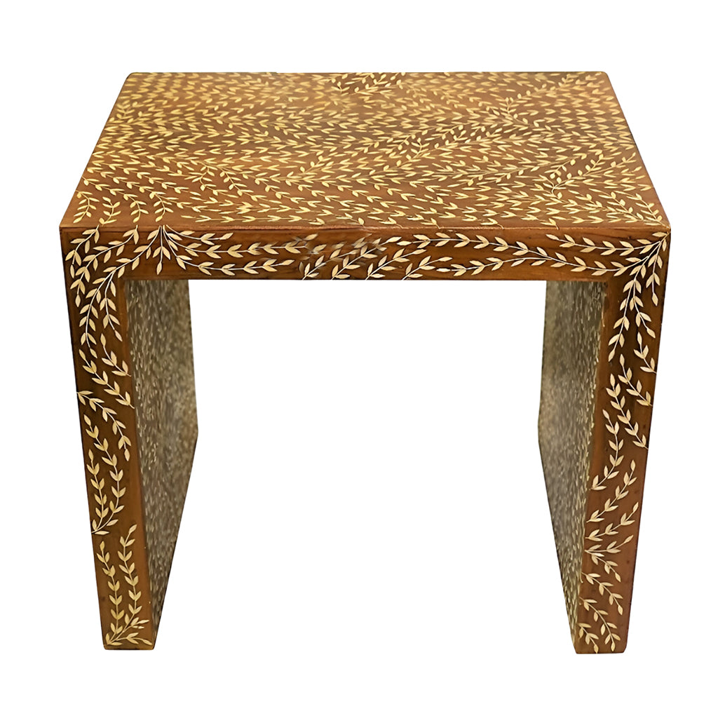 Handmade Teak Wood Bone Pattern Stool