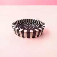 Handmade Customized Bone Inlay Round Serving Tray