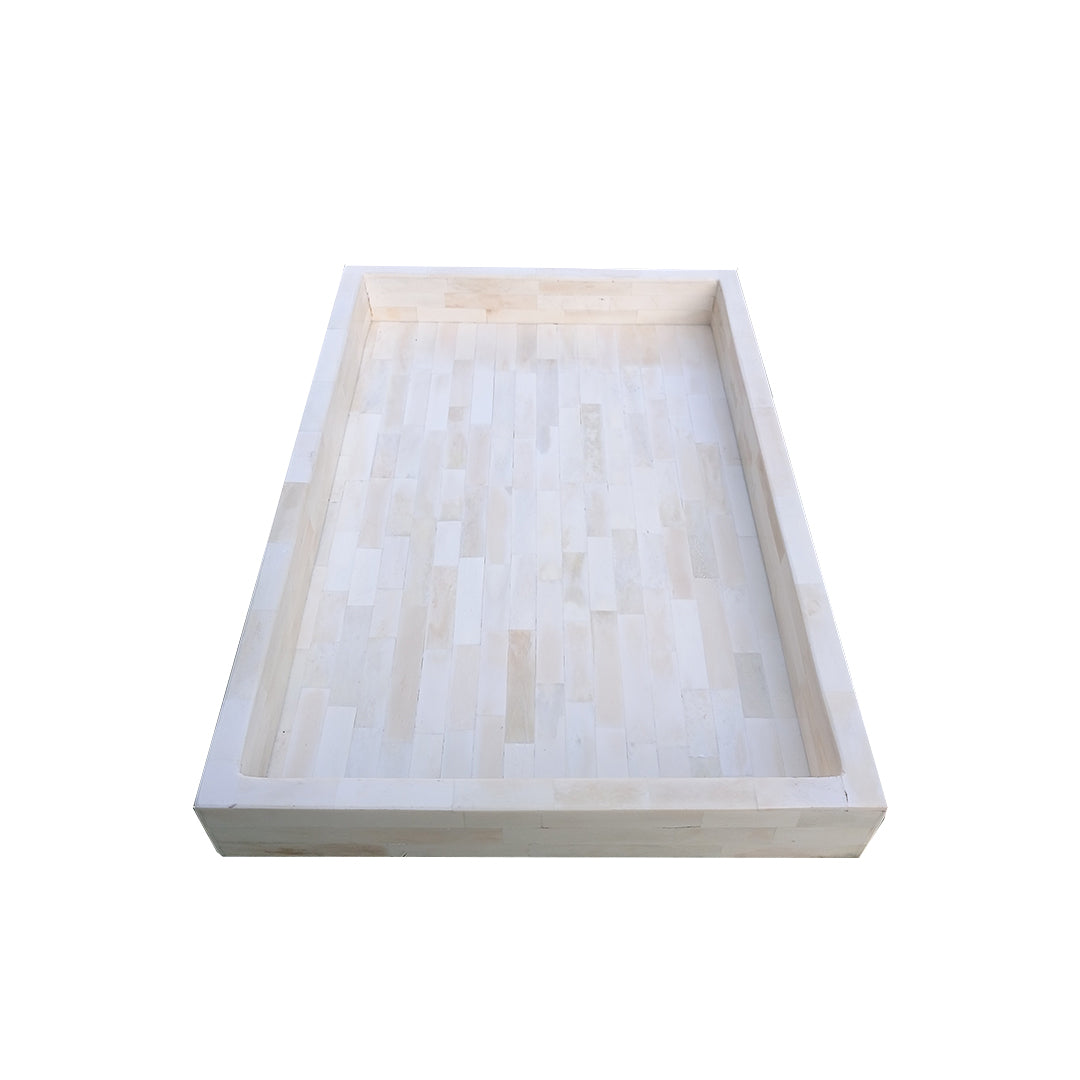 Handmade Bone Inlay Full Fitting Rectangle Tray (White)