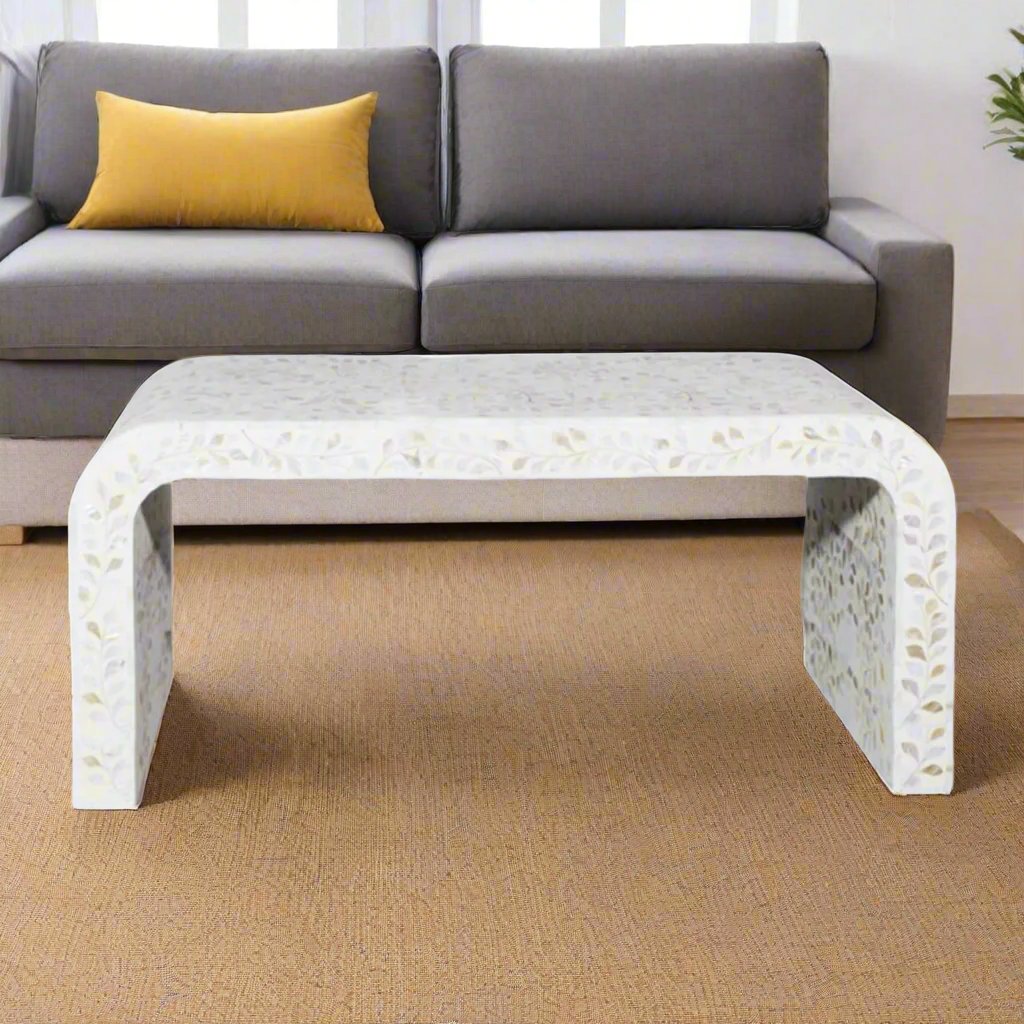 Elegant Mother of Pearl Inlay Modern Coffee Table - Stylish Centre Table for Home & Office