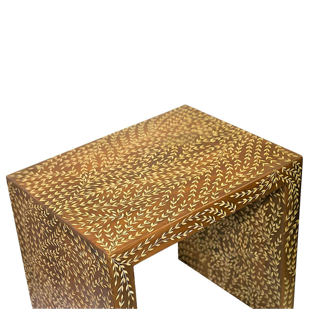 Handmade Teak Wood Bone Pattern Stool