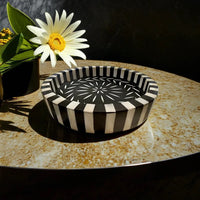 Handmade Customized Bone Inlay Round Serving Tray