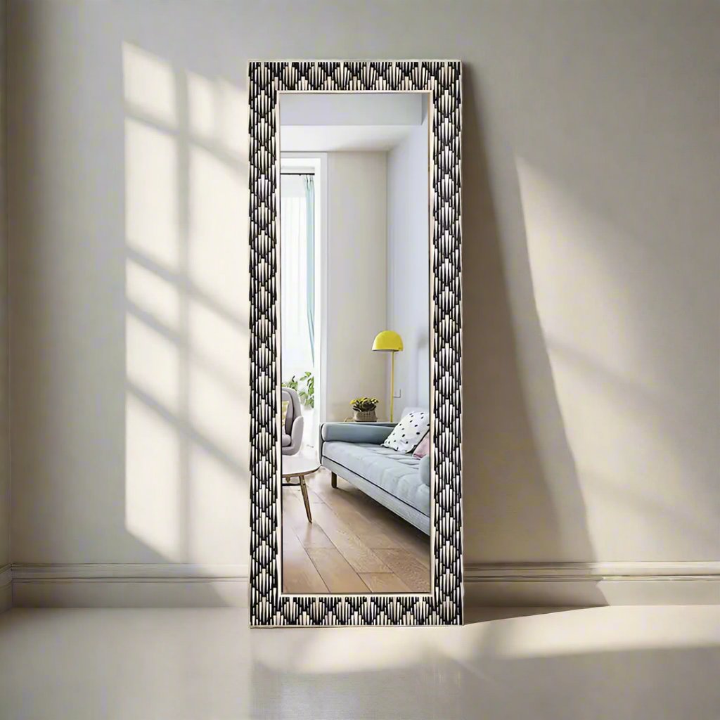 Handmade Bone Inlay Mirror Frame Kitkat Pettren