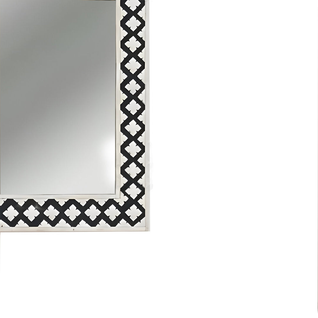 Handmade Bone Inlay Mirror Frame Zikzak Pettren Black color