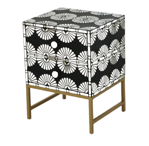 Handmade Customized Bone Inlay Two Drawer Bedside Table Best For Home And Office
