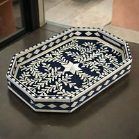 Handmade Customized Bone Inlay Rectangular Serving Tray