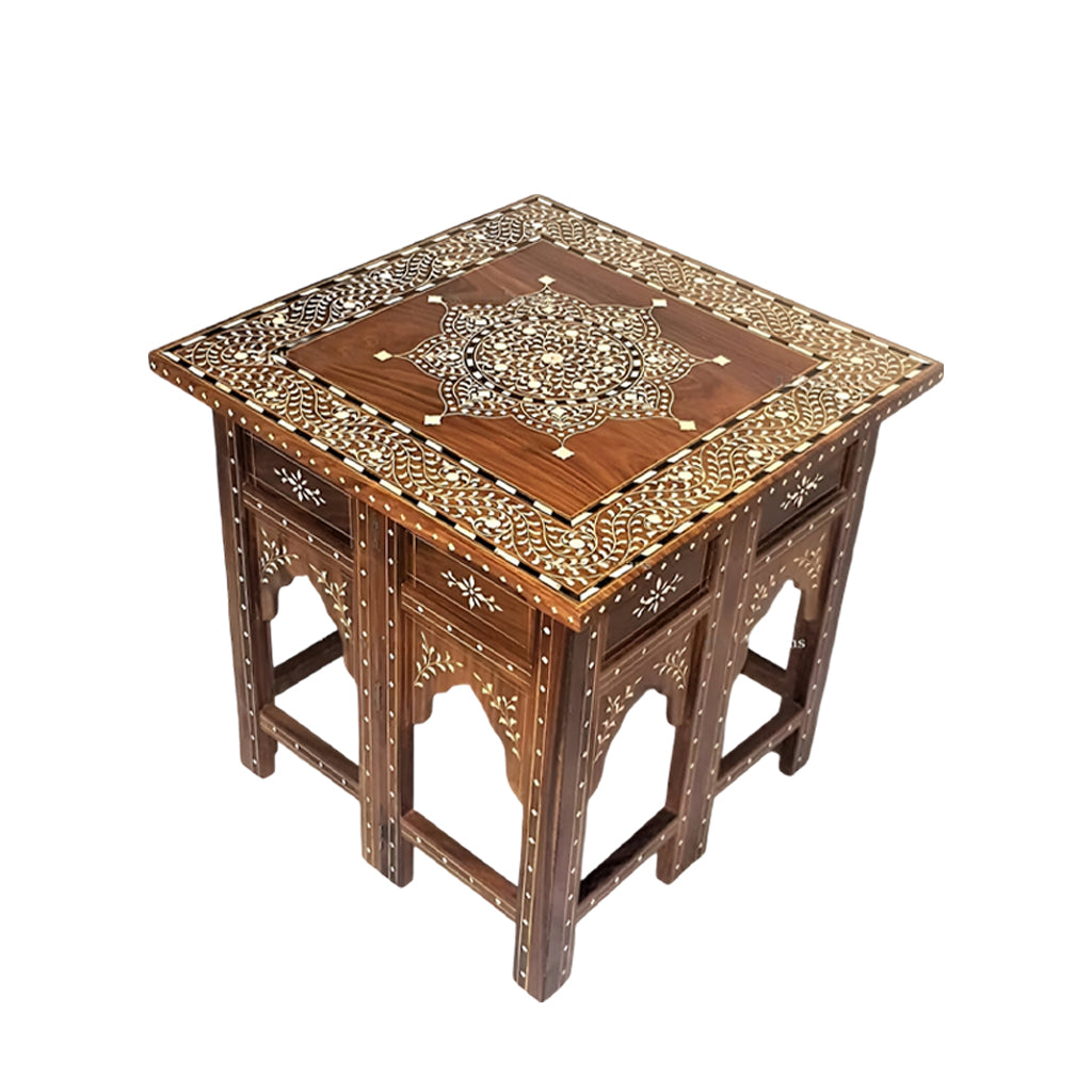 handmade Teak Wood Bone Pattern Stool