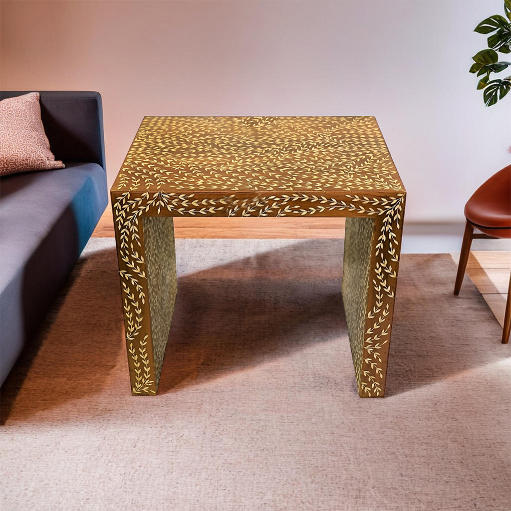 Handmade Teak Wood Bone Pattern Stool