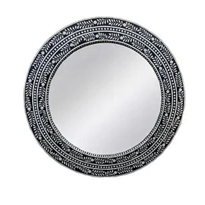 Handmade Customized Bone Inlay Round Mirror Frame