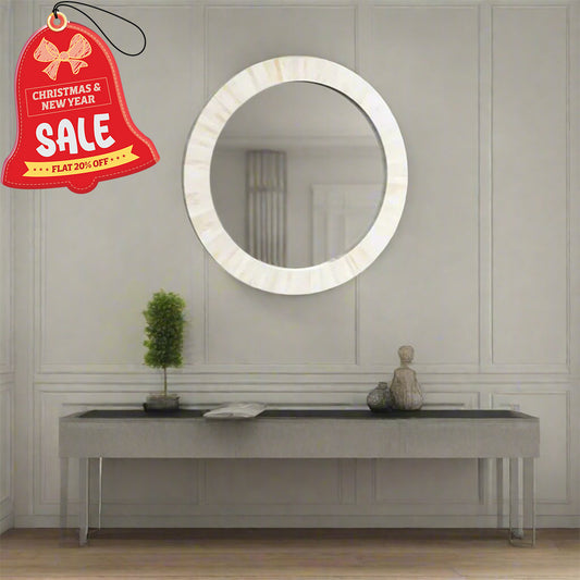 Handmade Customized Bone Inlay Round Mirror Frame