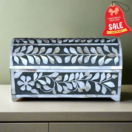 Beautiful Handmade Mother Of Pearl Jewelry Box- Floral