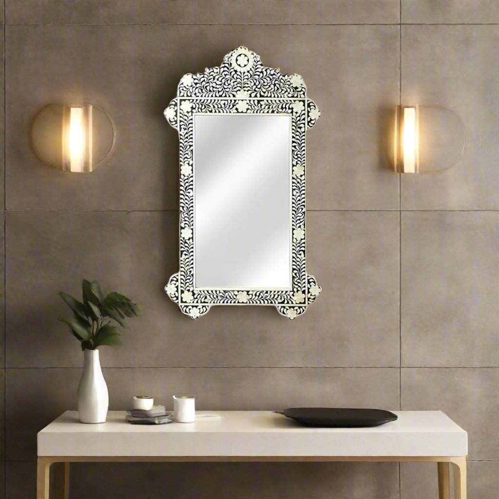 Handmade Customized  Bone Inlay Rectangular Mirror Frame