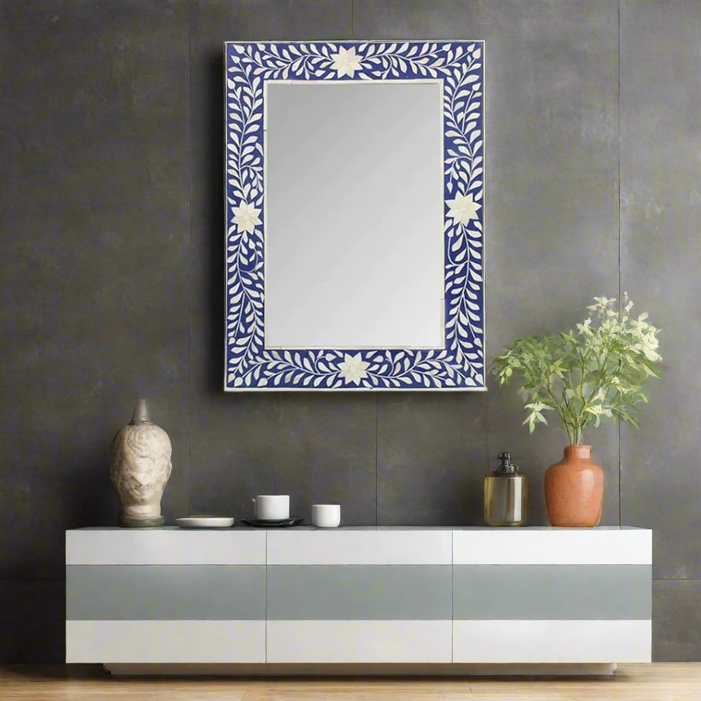 Handmade Customized  Bone Inlay Rectangular Mirror Frame