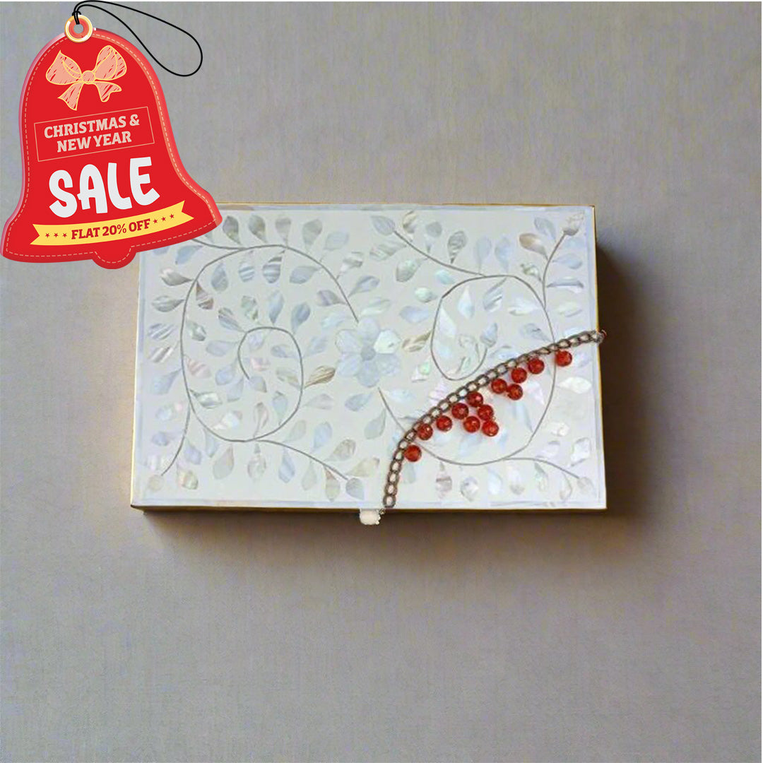 Handmade Customized Mother of Pearl Floral Pattern Jewelry Box