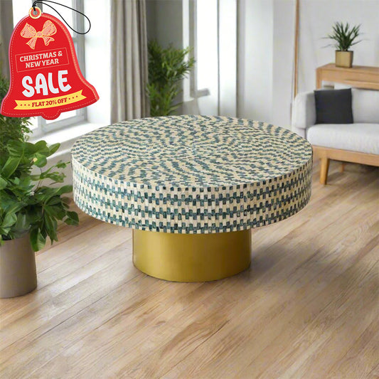 Handmade Customized Beautiful Mother of Pearl Round Coffee table