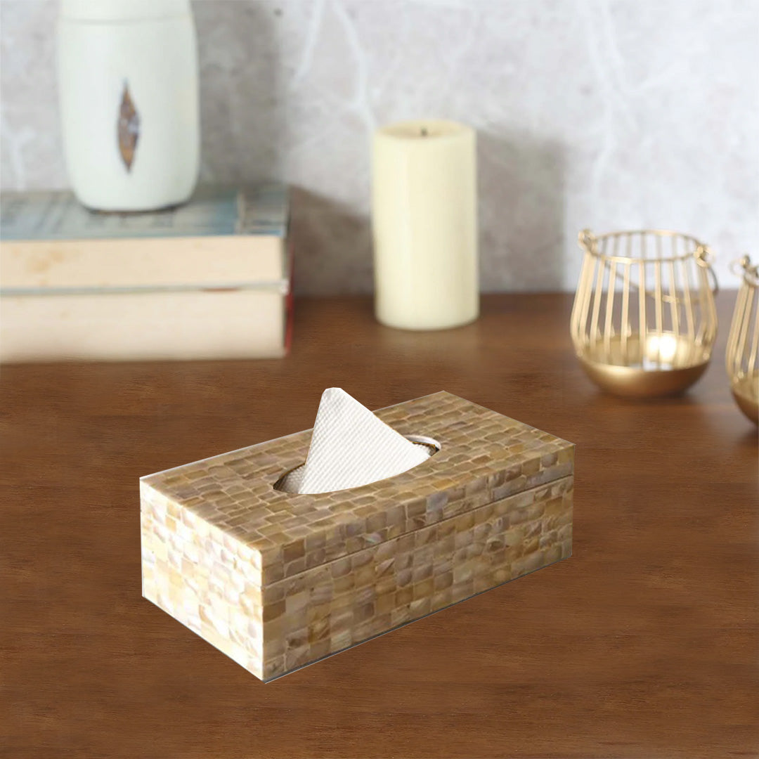 Handmade Mother of Pearl Rectangle Shape Tissue Box