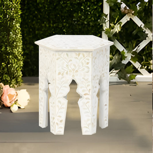 Handmade White Mother of Pearl Antique Vintage Personalized Handmade Stool