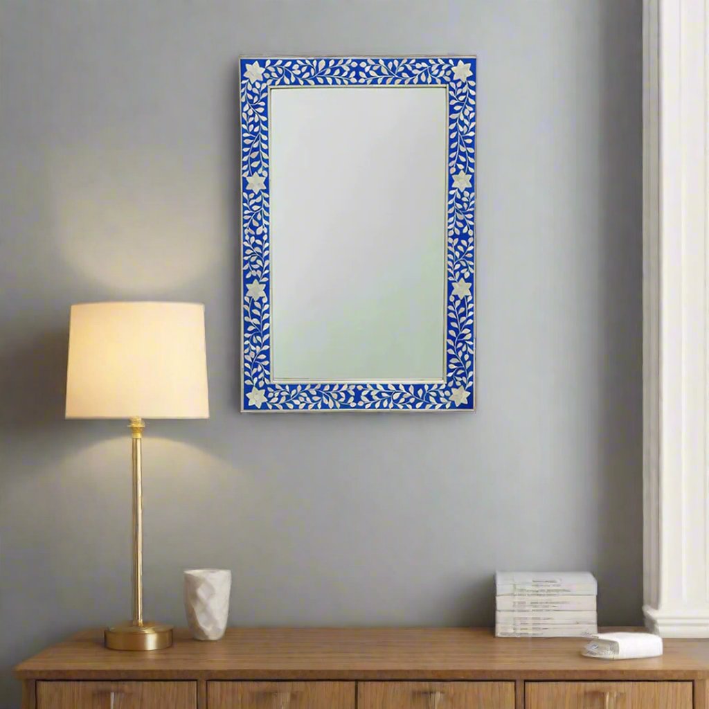 Handmade Customized  Bone Inlay Rectangular Mirror Frame