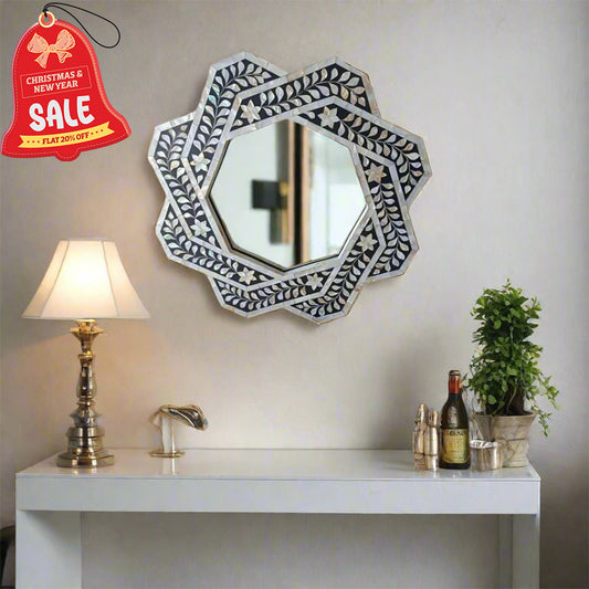 Handmade Customized Mother of Pearl Hexagonal Mirror Frame