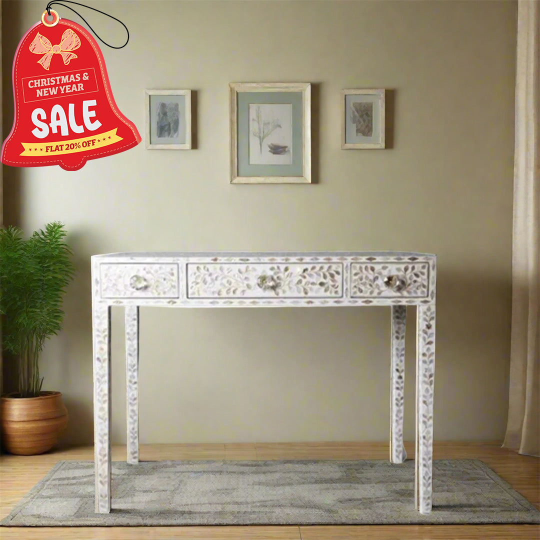 Handmade Customized Mother of Pearl Vanity Console Table