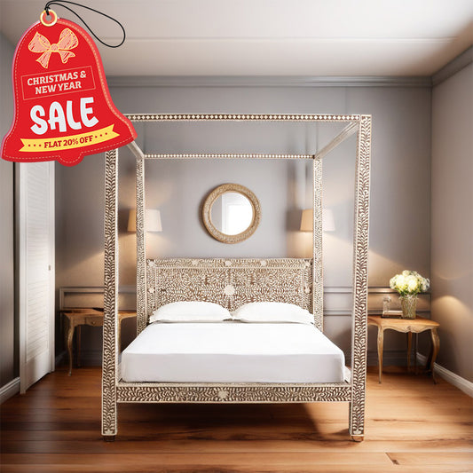 Bone Inlay Four Poster Bed head