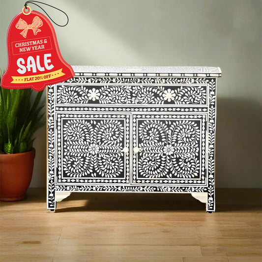 Bone Inlay Chest of Drawers/ Sideboard-Floral