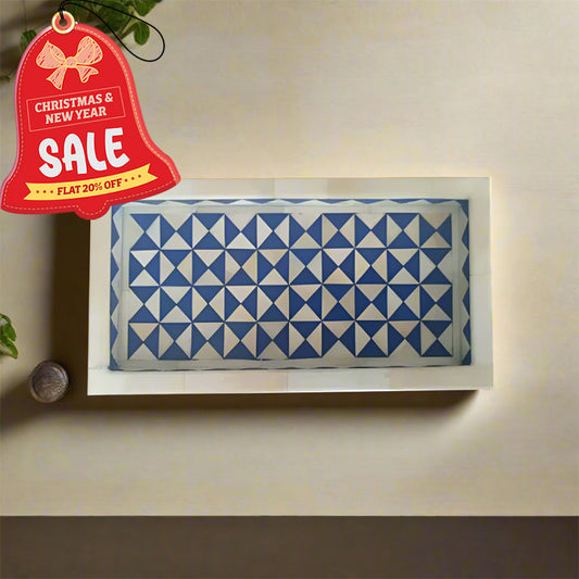 Handmade Customized Bone Inlay Geometric Pattern Serving Tray Best For Home Decor