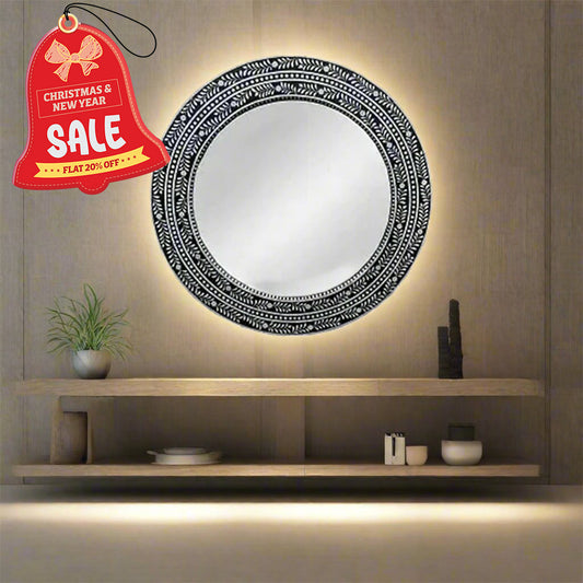 Handmade Customized Bone Inlay Round Mirror Frame