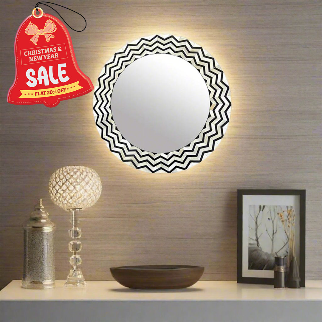 Handmade Customized Bone Inlay Hexagonal  Mirror Frame