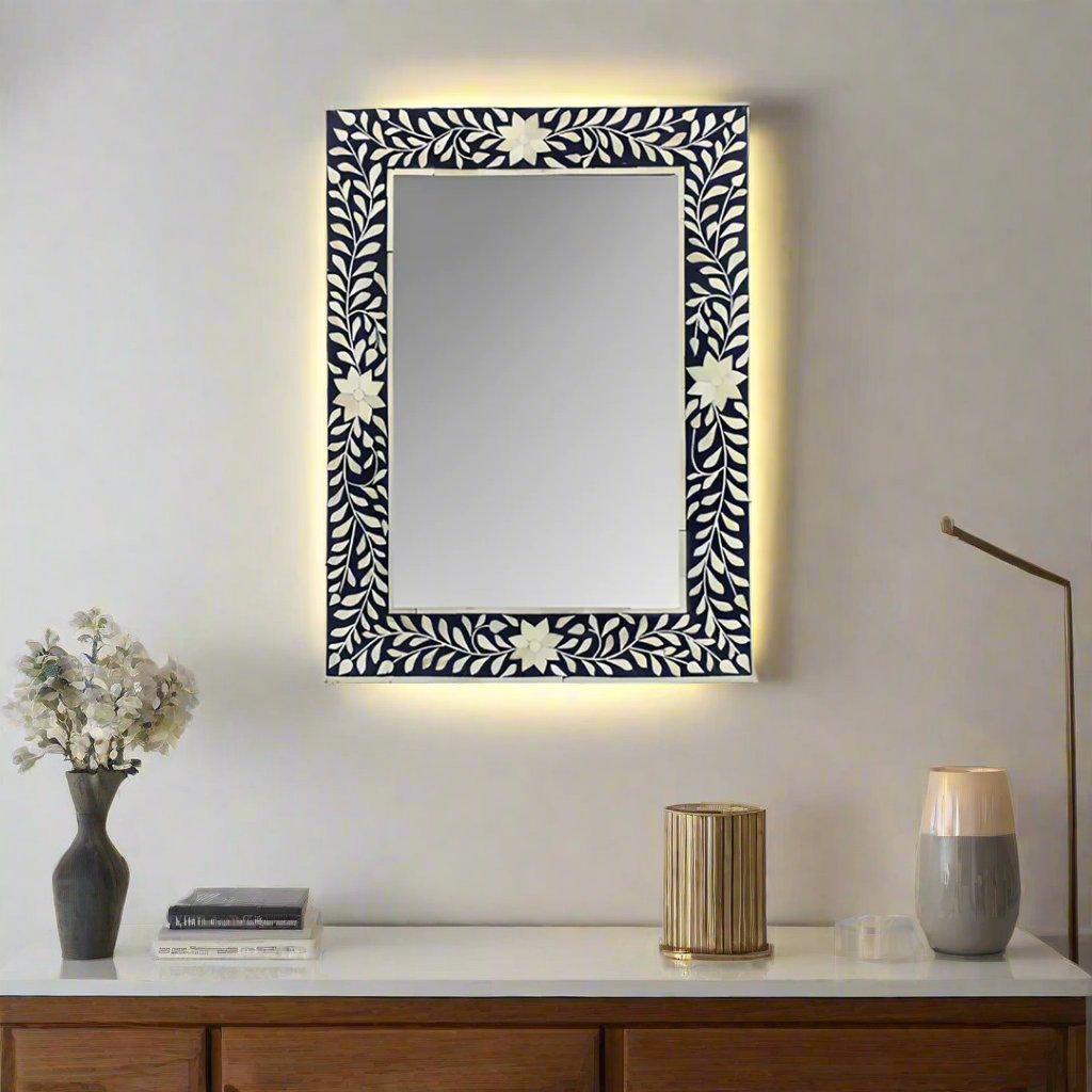 Handmade Customized  Bone Inlay Rectangular Mirror Frame