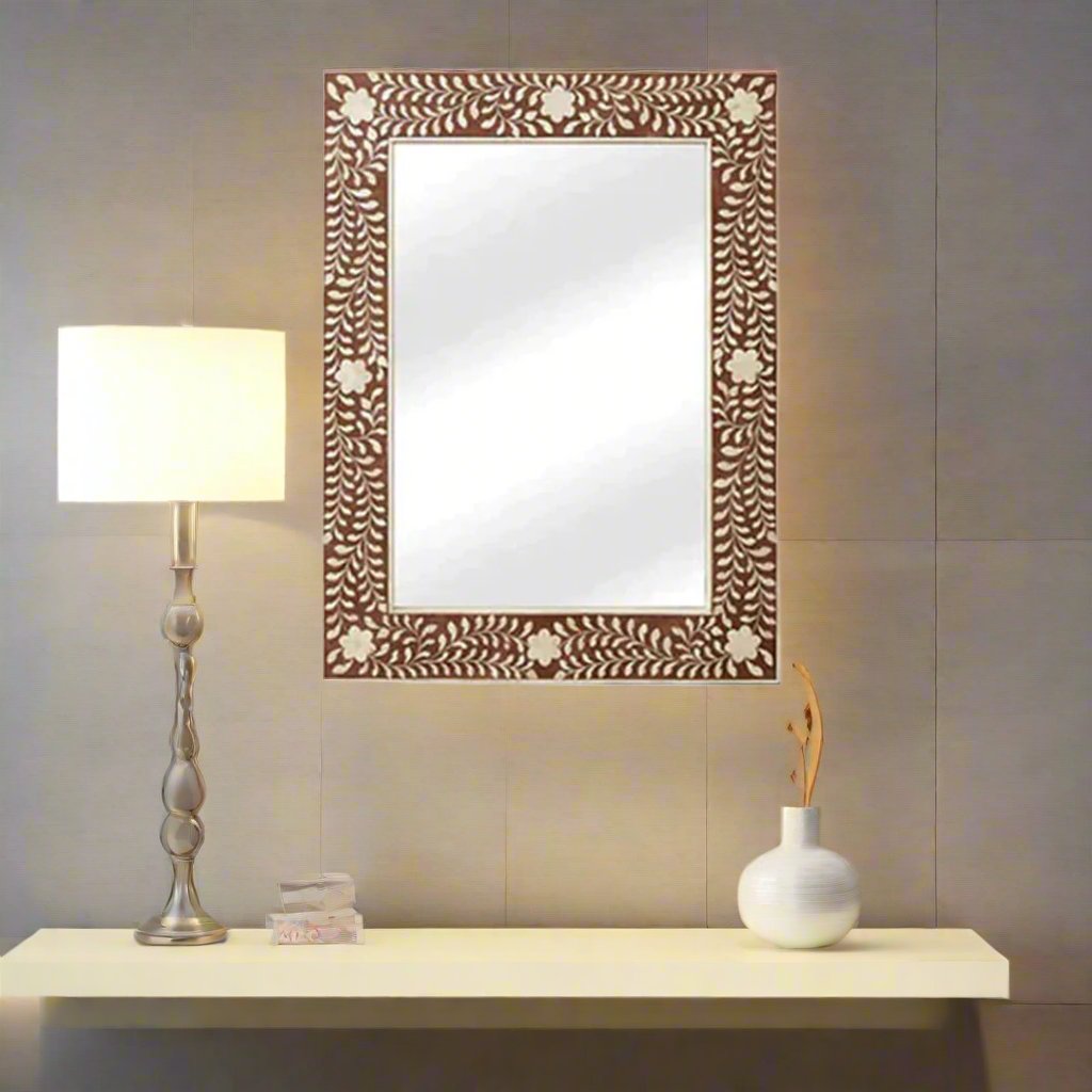 Handmade Customized  Bone Inlay Rectangular Mirror Frame