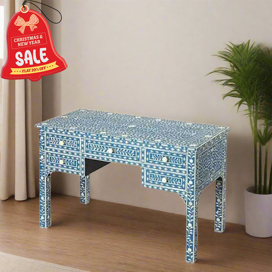 Handmade Blue Mother of Pearl decorative designer vintage antique 5 Drawer Console table for living room