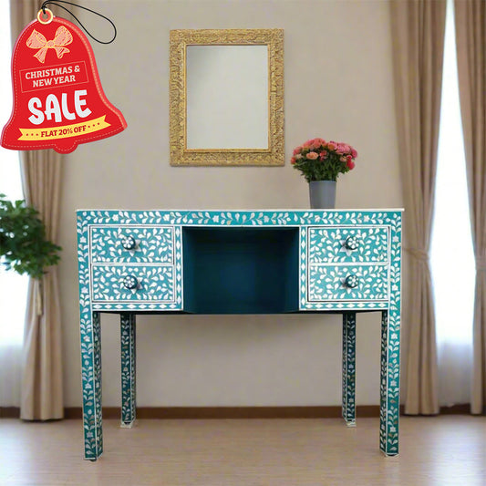 Handmade Customized Mother of Pearl 4 Drawer Console Table