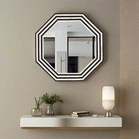 Handmade Customized Bone Inlay Hexagonal  Mirror Frame