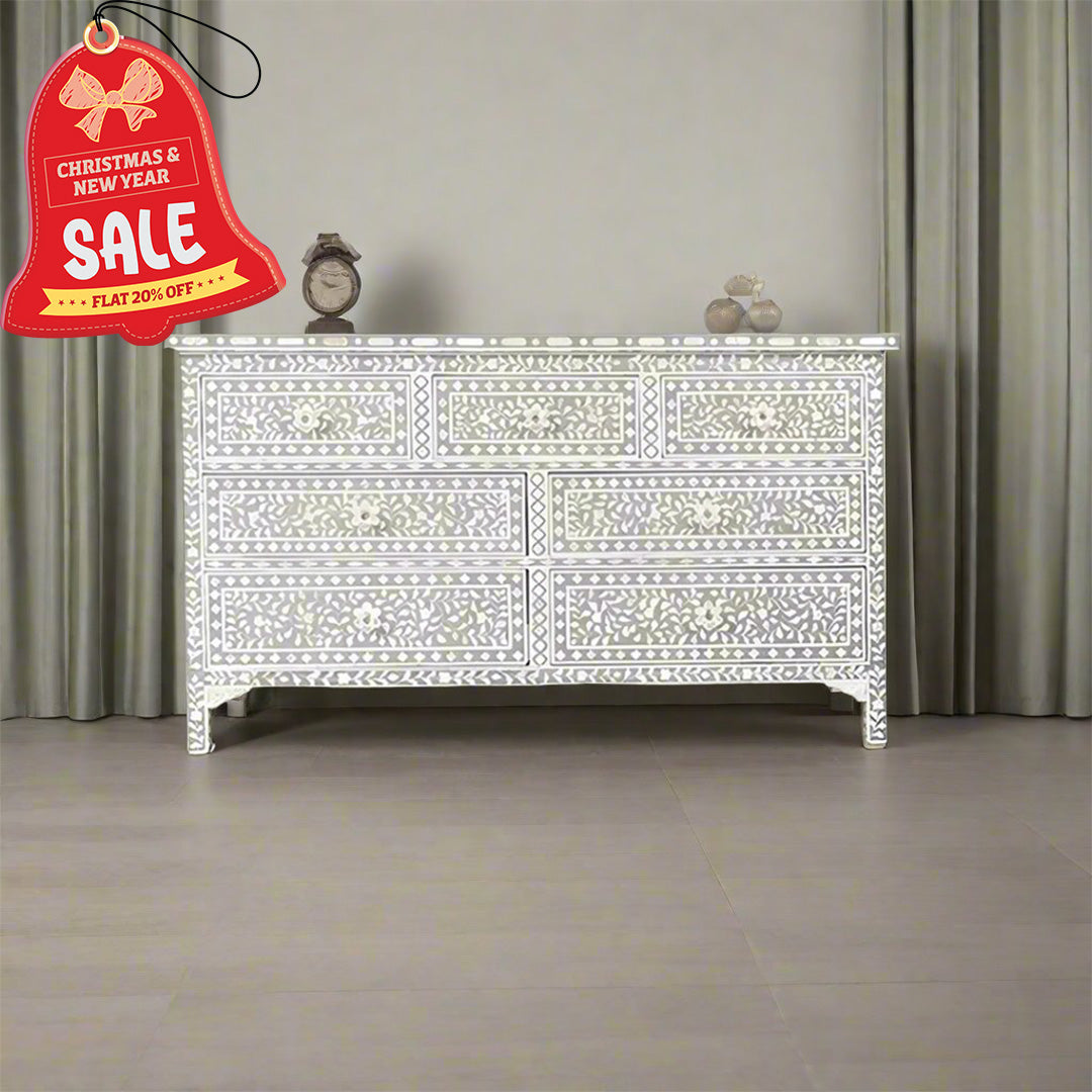 Mother Of Pearl Inlay Chest of 7 Drawers