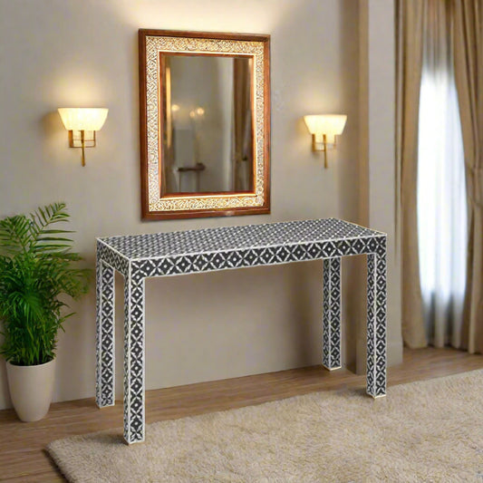 Black Mother of Pearl Vintage Antique Console Table for Home &amp; Living