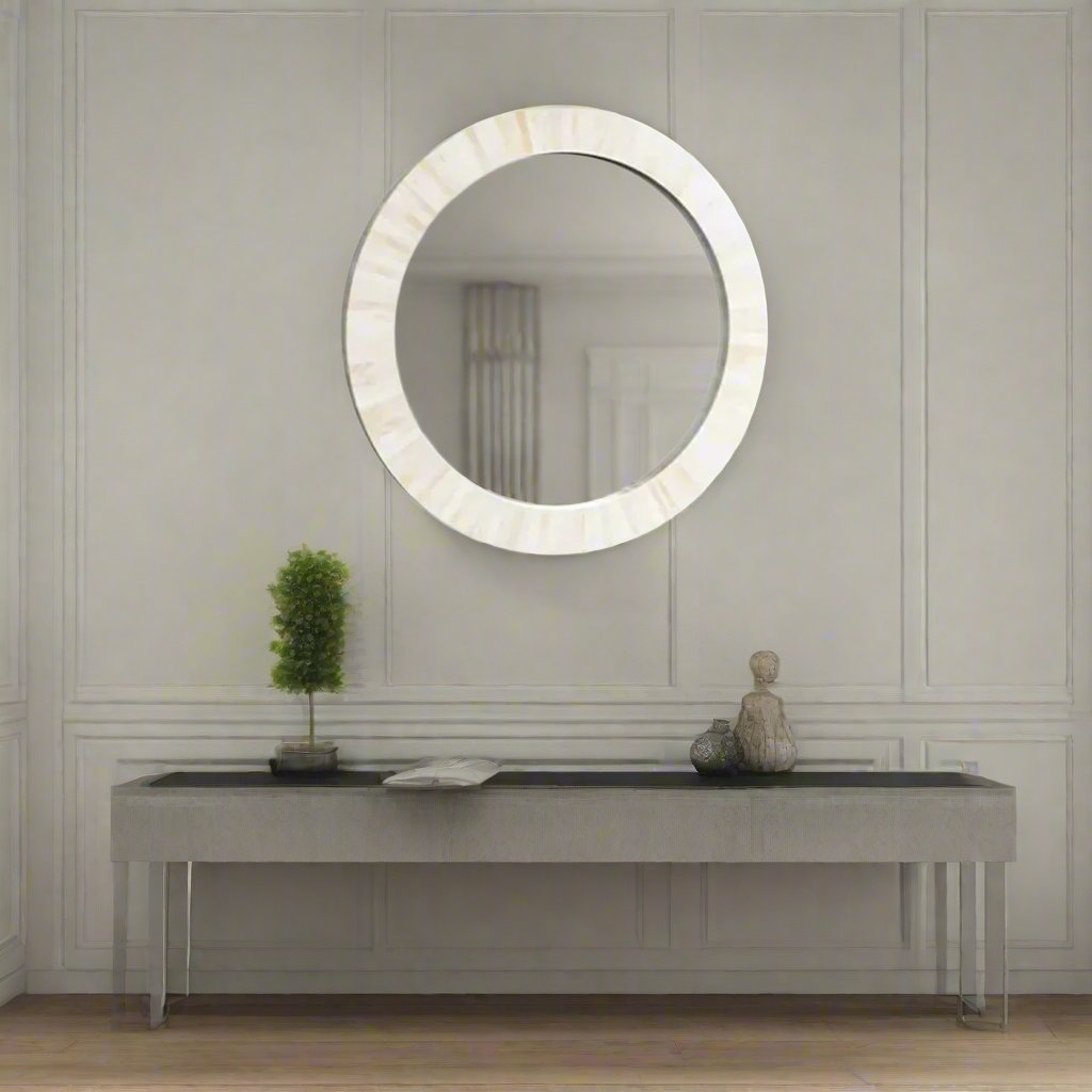 Handmade Customized Bone Inlay Round Mirror Frame