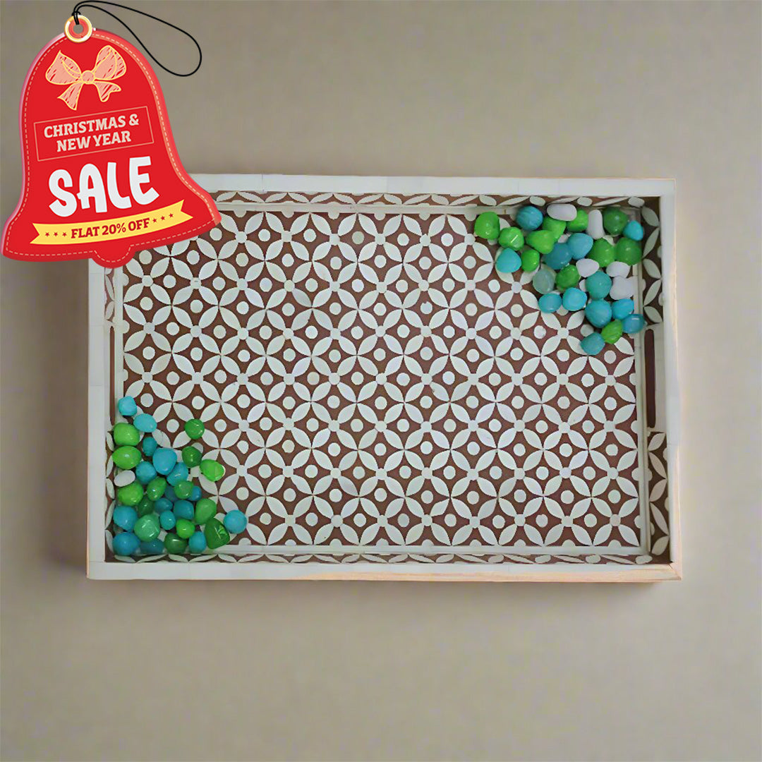 Handmade Customized Bone Inlay Serving Tray